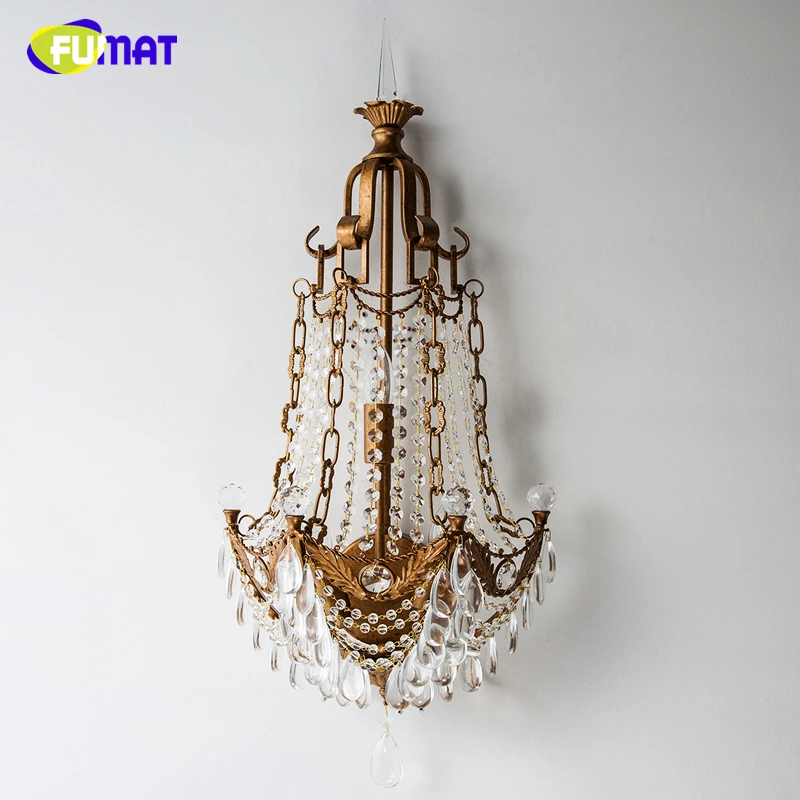 FUMAT American K9 Crystal Wall Lamps Sconce For Living Room European style Metal Vintage Antique Brass Nodric LED Wall Light FUMAT American K9 Crystal Wall Lamps Sconce For Living Room European style Metal Vintage Antique Brass Nodric LED Wall Light