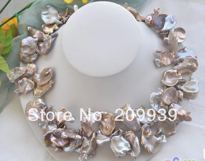 

huij 003501 LAVENDER BAROQUE lamina KESHI REBORN PEARL NECKLACE