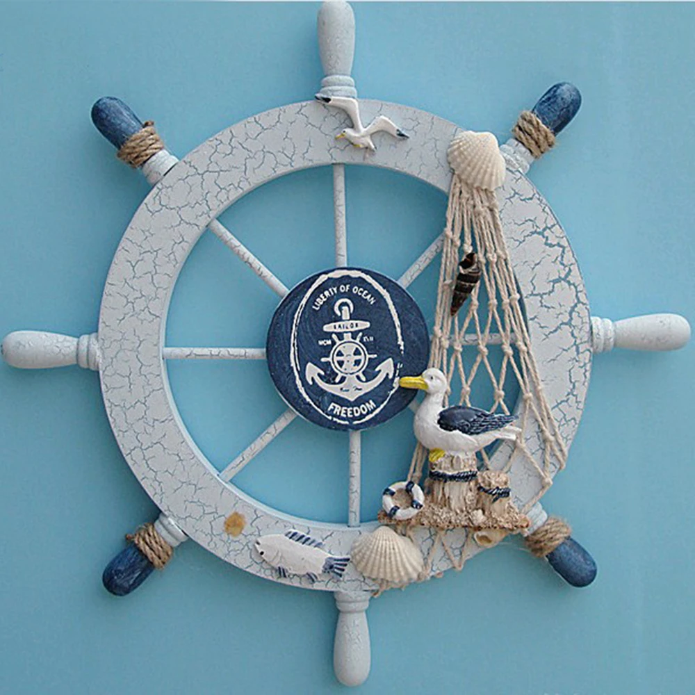 Домашний океан море моряк Декор окрашенный морской деревянный корабль колесо Рыболовная сеть персональная коллекция идеальный подарок офис лодка