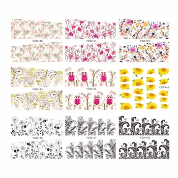 

WUF 1 Sheet Optional Classic Fashion Flower Owl Dandelion Vine Pattern Water Transfer Stickers Decals For Nails Beauty