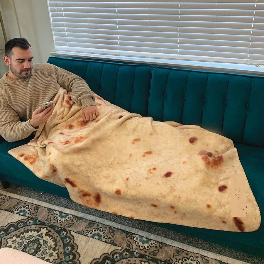 Мягкий флисовый плед с принтом Tortilla de Harina Burrito круглый и квадратный смешной
