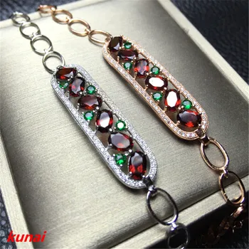 

KJJEAXCMY fine jewelry 925 Silver Natural Garnet Lady Bracelet