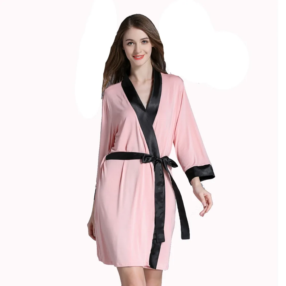 Brand Design Women's Kimono Robe Soft Short Modal Cotton Bathrobe For Bride And Bridesmaid