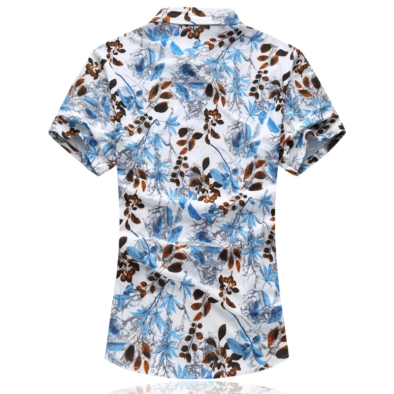 LONMMY Плюс Размер 6XL 2018 летняя рубашка Мужская мода с коротким рукавом Повседневная Цветочная Мужская рубашка платье Цветочная рубашка camisas