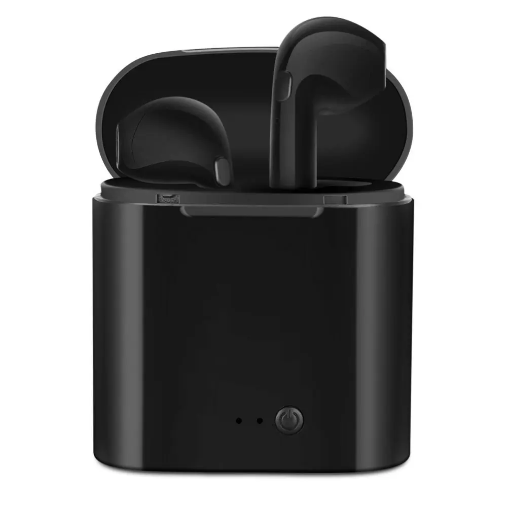 Новинка 5,0 Bluetooth i7 TWS наушники с зарядной док-станцией для samsung Iphone Xiaomi PocoPhone F1 huawei гарнитура настоящие беспроводные наушники - Цвет: Black Ear black case