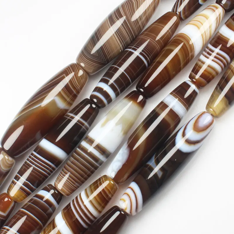 

Oliva rice 6x12mm 15x45mm Botswana Agates Persia Sardonyx onyx Coffe stripe Natural stone Oval DIY Loose Beads 15"
