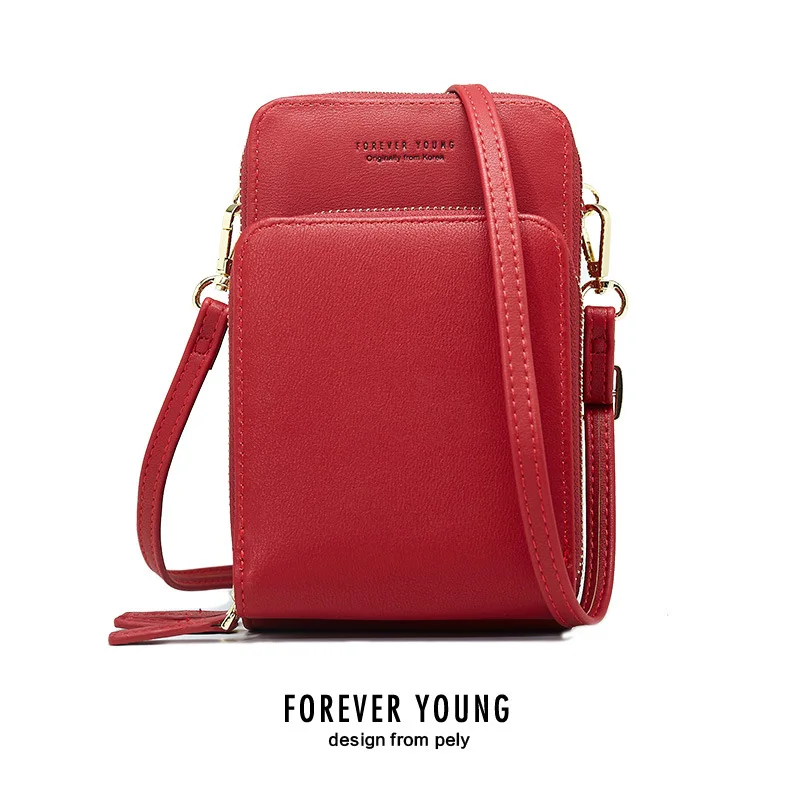 

2019 Forever Young Women Phone Bag Fashion PU Leather Soft Solid Clutch Bag Brand Design Multi Card Holder Portable Money Bag
