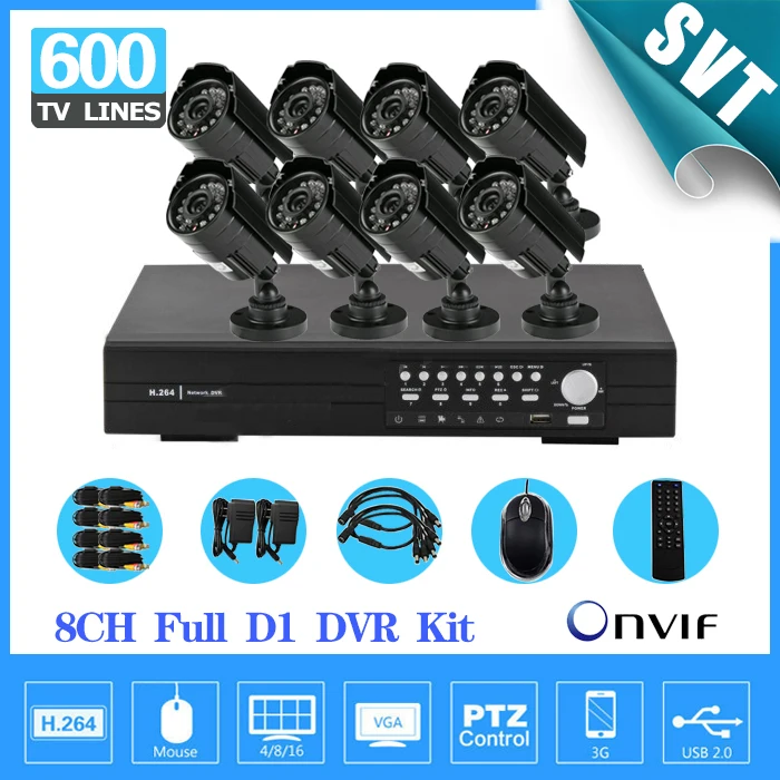 

NVR CCTV 8CH Security System 600TVL IR outdoor Camera Full D1 Network DVR , support HDMI,3G,WIFI, 8 Channel homesurveillance Kit