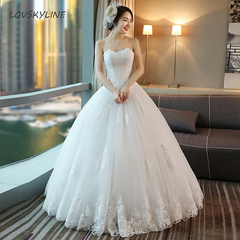 

Elegant Lace Princess Wedding Dress 2018 Appliques Vintage Big Lace Edge Bride dresses Vestido De Noiva Plus Sizes