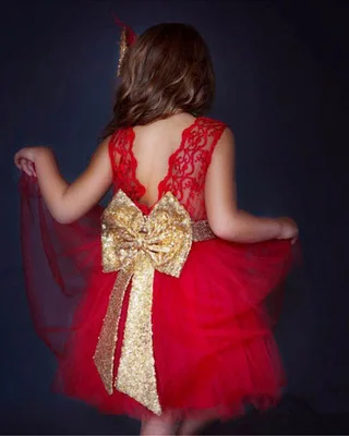 Свадебное платье принцессы на Рождество и год для новорожденных; платье-пачка с цветочным узором для девочек; праздничная одежда с бантом; vestido infantil - Цвет: Red