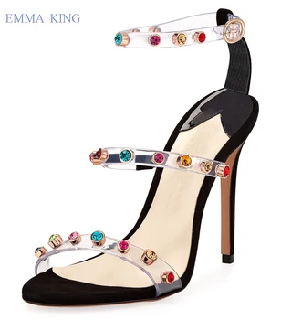 

Sandalias Mujer 2019 Transparent PVC Open Toe Stiletto Heels Sandals Classic Buckle Strap High Heels Summer Daily Shoes Woman