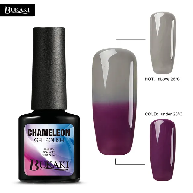 Bukaki Uv Nail Polish Temperature Change Gel Purple Bukaki Uv Nail Polish Temperature Change Gel Purple Grey Color Lacquer Long
