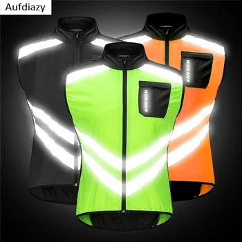 

Aufdiazy Men Riding Windbreaker Jacket Vest Lightweight Reflective Waterproof Raincoat Bicycle Tops Mountain Bike Riding IM074