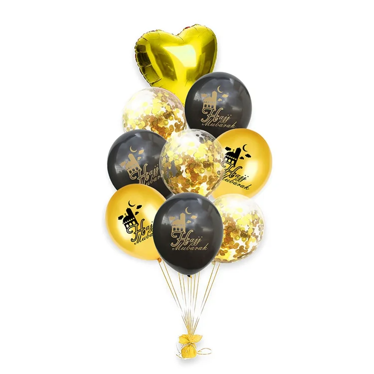 LAPHIL золотой черный ИД украшения 12 дюймов латексные шары счастливые Рамадан конфетти баллон исламский мусульманский hajj mubarak вечерние принадлежности