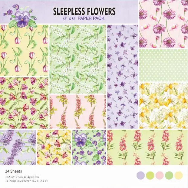 

Sleepless flower style Scrapbooking paper pack of 24 sheets handmade craft paper craft Background pad