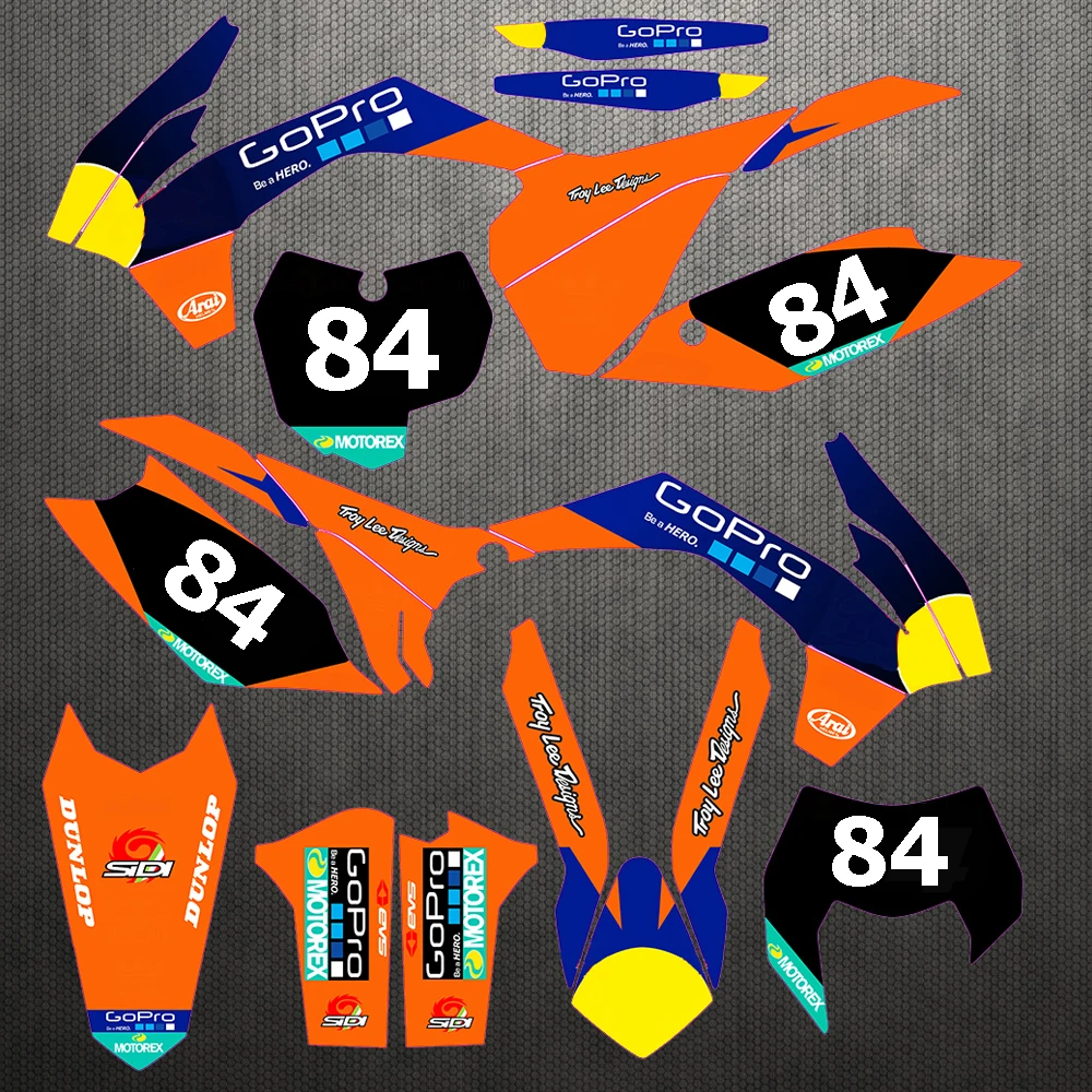 

For KTM EXC 2014-2015 SX SX-F SXF 2013-2014 Customized Number Gloss Complete Graphics & Backgrounds Stickers Decal 3M Glue