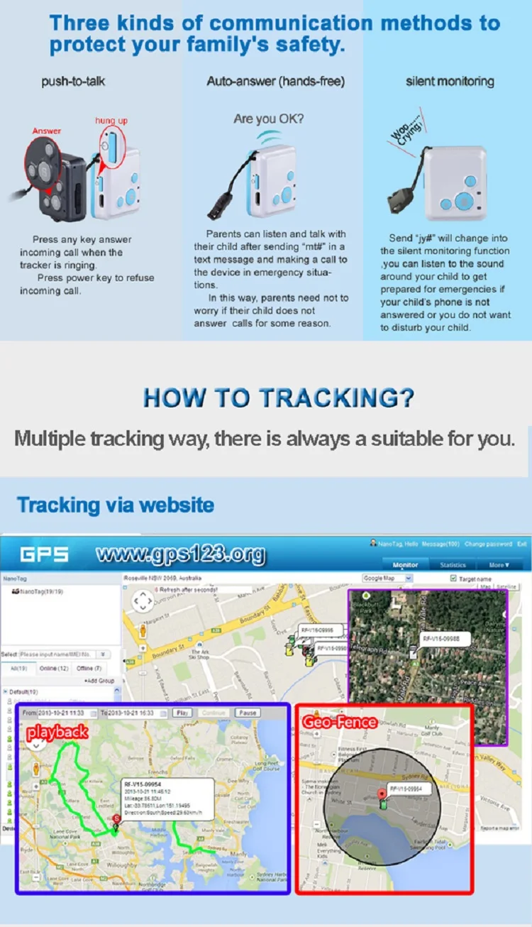 Маленький gps трекер в режиме реального времени локатор V16 няня дети GSM GPRS SOS сигнализация персональное устройство слежения приложение веб двусторонняя связь SMS