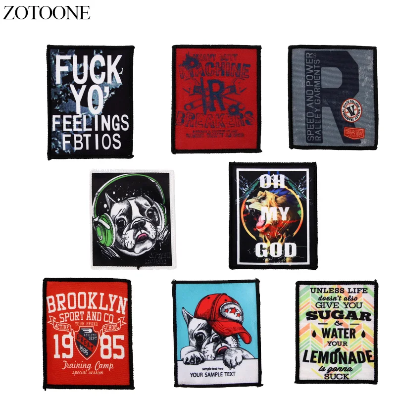 

ZOTOONE Embroidered Music Dog Patches for Clothes Backpack DIY Sew on Letter Punk Patch Stickers for Jeans Jacket E