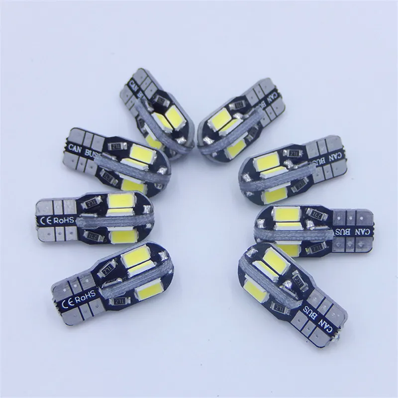 

10PCS T10 Led Car Interior Bulb Canbus Error Free T10 White 5730 8SMD LED 12V Car Side Wedge Light White Lamp Bulb Car Styling