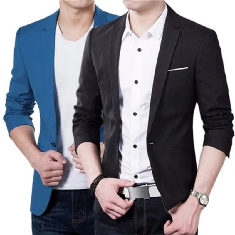 New Hot Sale New Stylish Tops Men's Casual Slim Fit One Button Formal Suit Blazer Coat Jacket