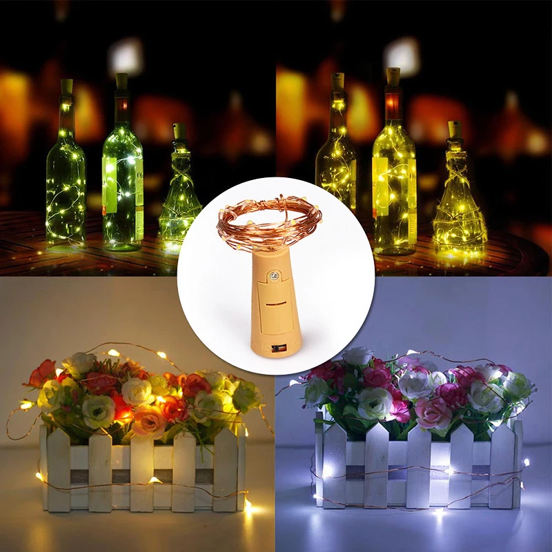 15 светодиодов бутылка Фея Новогодняя гирлянда Свадебная вечеринка домашний декор с батареей Магия для рождественской вечеринки красочный