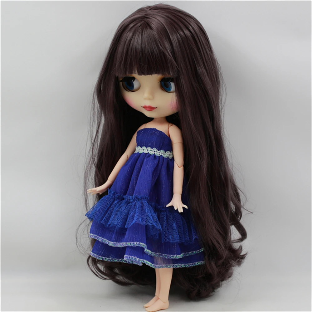 Blyth кукла Обнаженная белая кожа Глубокий фиолетовый длинные волнистые волосы с челкой матовое лицо соединение тела bjd DIY девушка игрушка подарок No.300BL9219