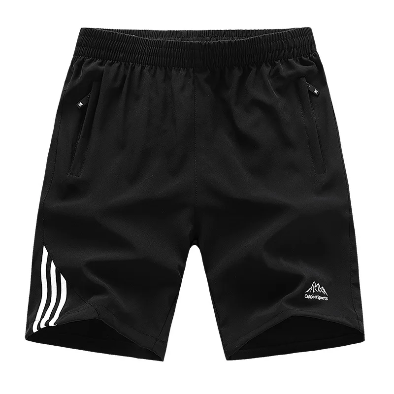 Мужские шорты кэжуал однотонные полосатые шорты Новые летние пляжные быстросохнущие мужские шорты Бермуды для бега - Цвет: MY002 Black