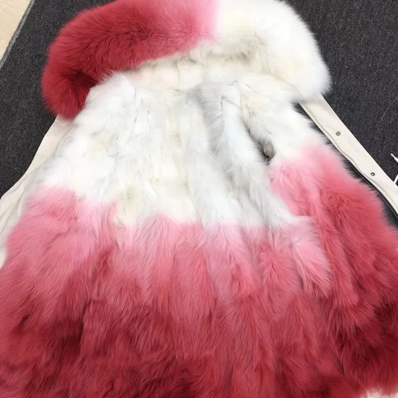 Manteau мужское зимнее большое натуральное роскошное пальто с градиентом лисы
