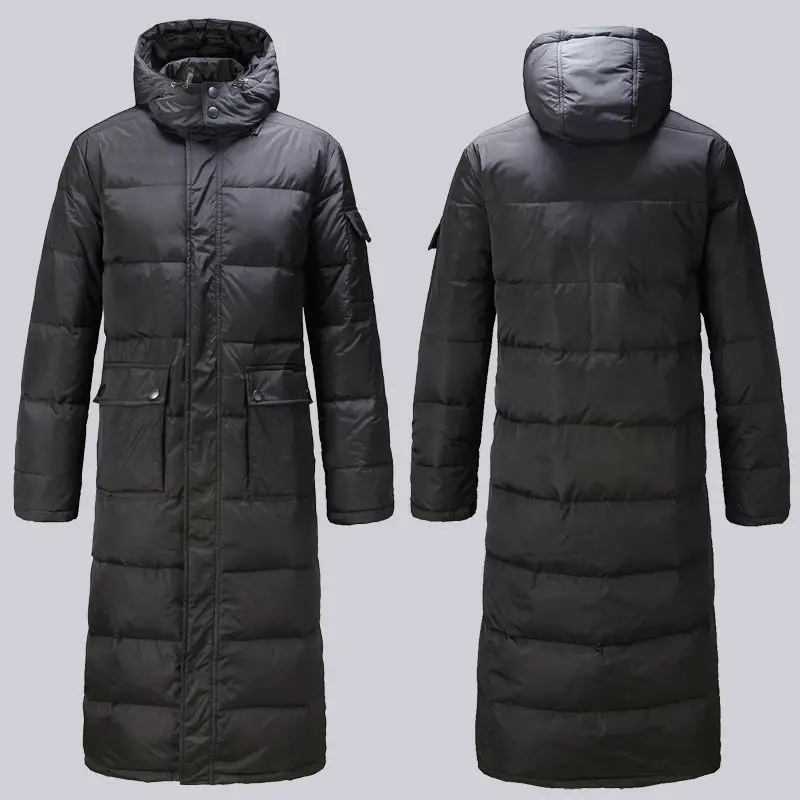 Мужской длинный пуховик, парки, верхняя одежда, куртка, пальто с капюшоном, большие размеры, черный, теплый, зимний, быстрая
