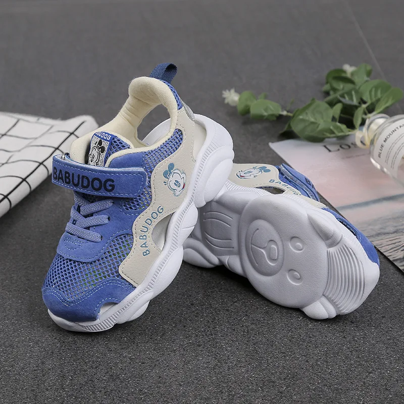 ZYJ Kids Summer Sport Shoes Boys Girls Closed Toe Sandals Cartoon Anti Slip Leather Hook & Loop Mesh Baby Beach Sandal Shoes (17)