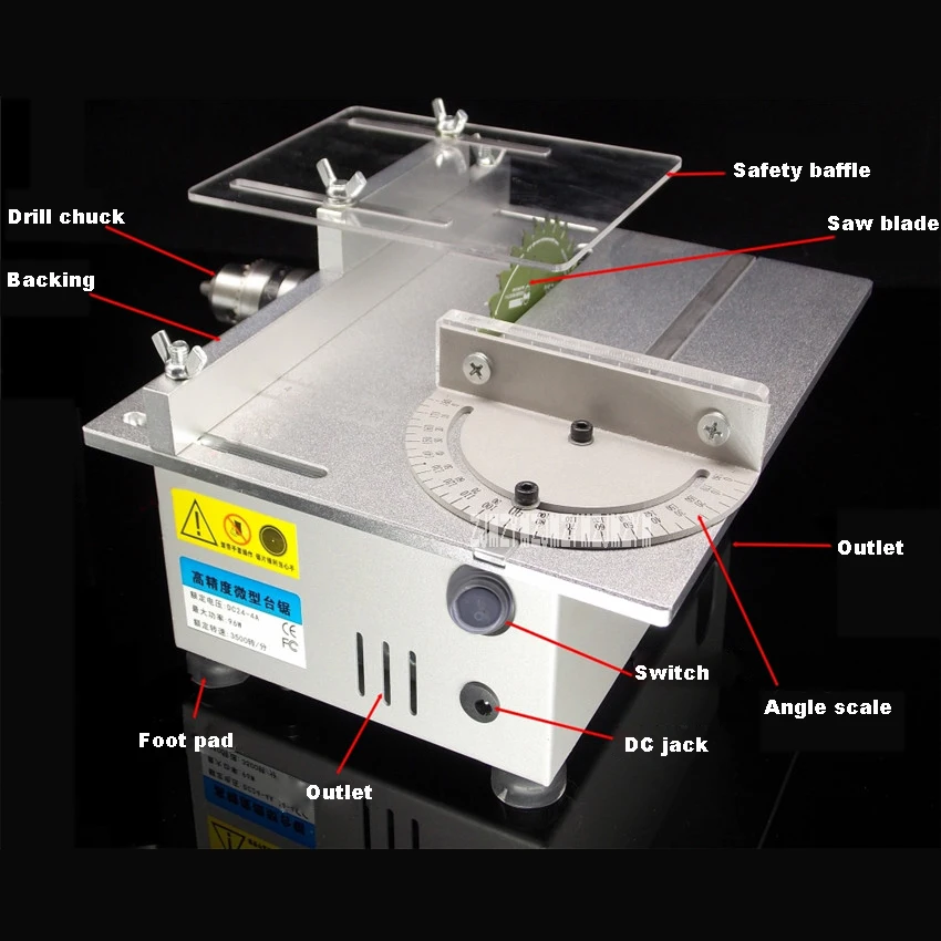 New Multifunction Mini Table Handmade Woodworking Bench Lathe Electric Saw High Precision Table Saw DC 24V 7000RPM 100W 1.5-10mm