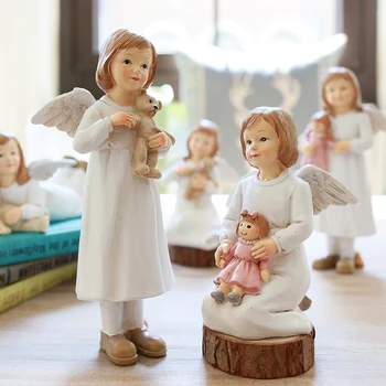 

American Angel with Wings Figurines Fairy Home Garden Resin Crafts Decoration Accessories Gifts