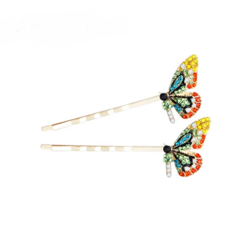 

Vintage Crystal Rhinestone Mini Butterfly Hairpins Hair Clips barrettes Female