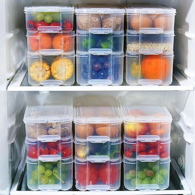 Food Storage Container Fridge Organizer Case Plastic Clear Container Box  Removable Drain Plate Tray Home Kitchen Storage Crisper - AliExpress