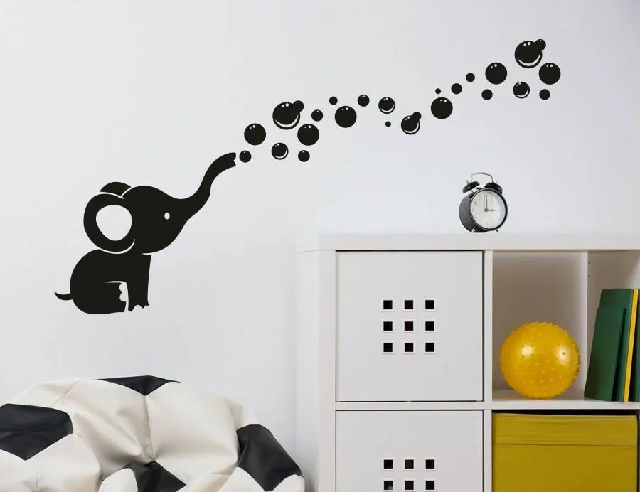 

Cute baby elephant blowing bubble wall applique vinyl applique child baby room home decoration art wall sticker ER04