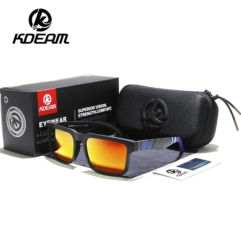 

KDEAM Quality Polarized Sunglasses Men Driver Shades Male Vintage Sun Glasses For Men Square Mirror UV400 Oculos With Box