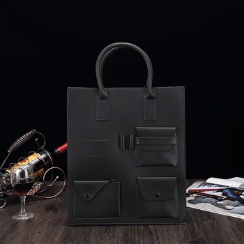 

022519 new hot men handbag male large tote bag man black briefcase