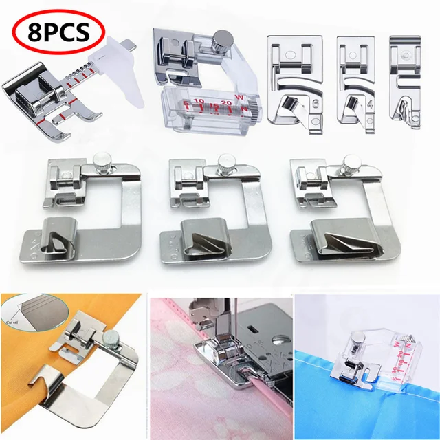 8 Pcs Sewing foot Set,Rolled Hem Pressure Foot,Adjustable Guide Presser  Foot For Brother Singer Sewing Accessories tools - AliExpress