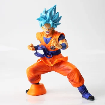 

19cm Dragon Ball Z Super Saiyan God Goku Blue Hair Son Gokou Model Doll PVC Banpresto Figure Toys Free Shipping