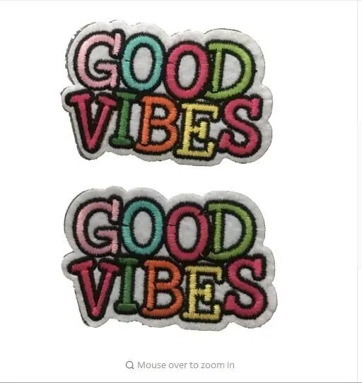 DD 10 шт./лот новые вышитые нашивки GOOD VIBES термоклейкая нашивка для одежды буквы