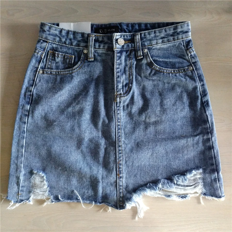 Летняя женская джинсовая юбка с высокой талией Jupe неровные края джинсовая женская Юбка Saia плюс размер Faldas повседневная юбка-карандаш