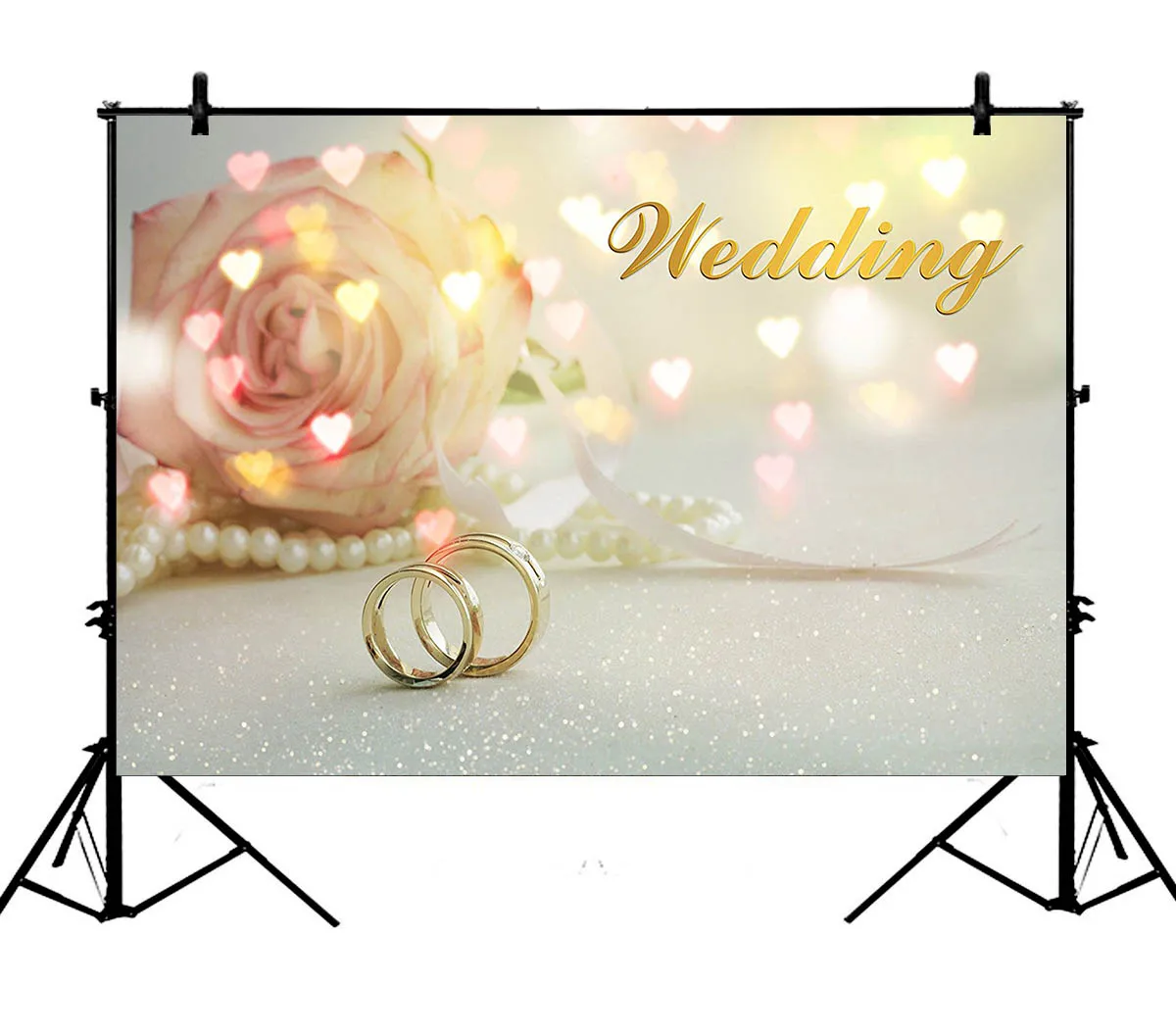 5x7ft Wedding Flower Rings Polyester Photo Background Portrait Backdrop