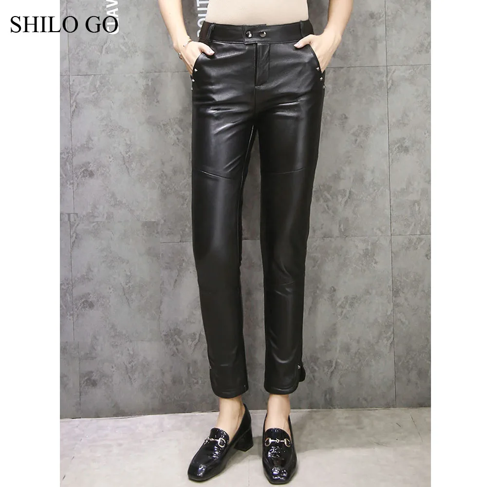 SHILO GO Leather Pants 3XL Womens Autumn Fashion sheepskin genuine
