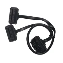 100 шт. много Плоским + Тонкий Как Лапша OBDII OBD 2 OBD2 16 Pin ELM327 Мужской Двойной Женский Y Splitter Расширение Локоть Разъем кабель