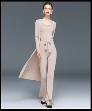 2015 new runway knitted pants suit women high quality pants set