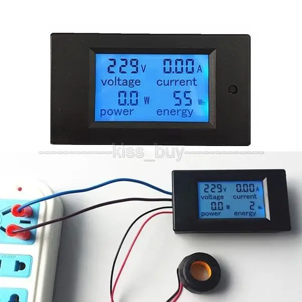 AC 100A Power Meters Monitor Volt Amp kWh Watt Digital Combo Meter