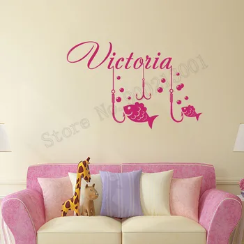 

Wall Sticker Fish With Personalized Name Poster Children Decor Vinyl Art Removeable Wall Decoration Beauty Kidsroom Decal LY708