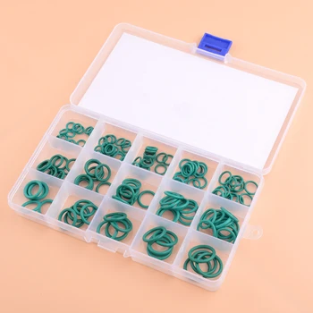 

CITALL 150pcs/Kit Green FKM Rubber Airtight O-Ring Gasket Seals Assortment 15 Sizes For Mechanical Automotive Ship Electronics