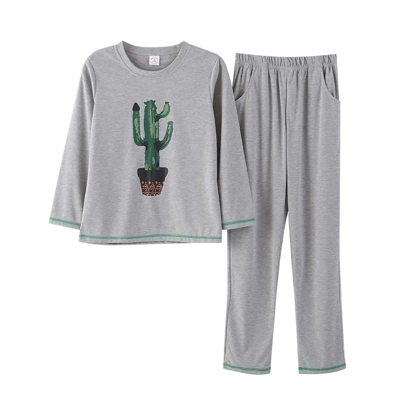 

Autumn Spring Cactus Plant Print Female Pajamas Set Sleepwear Chinese Women Cotton Pyjamas Suit Lady Nightwear M L XL XXL