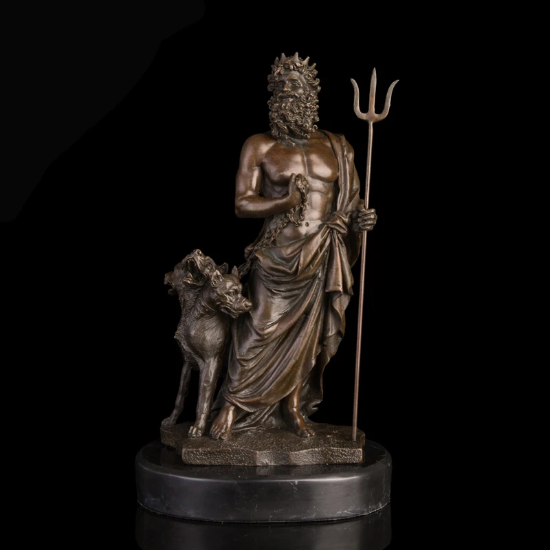 Искусство ремесла медь древнегреческий миф Плутон Бронзовая статуя Западная мифология Аид с цербером скульптуры Богатство Бог Escultura